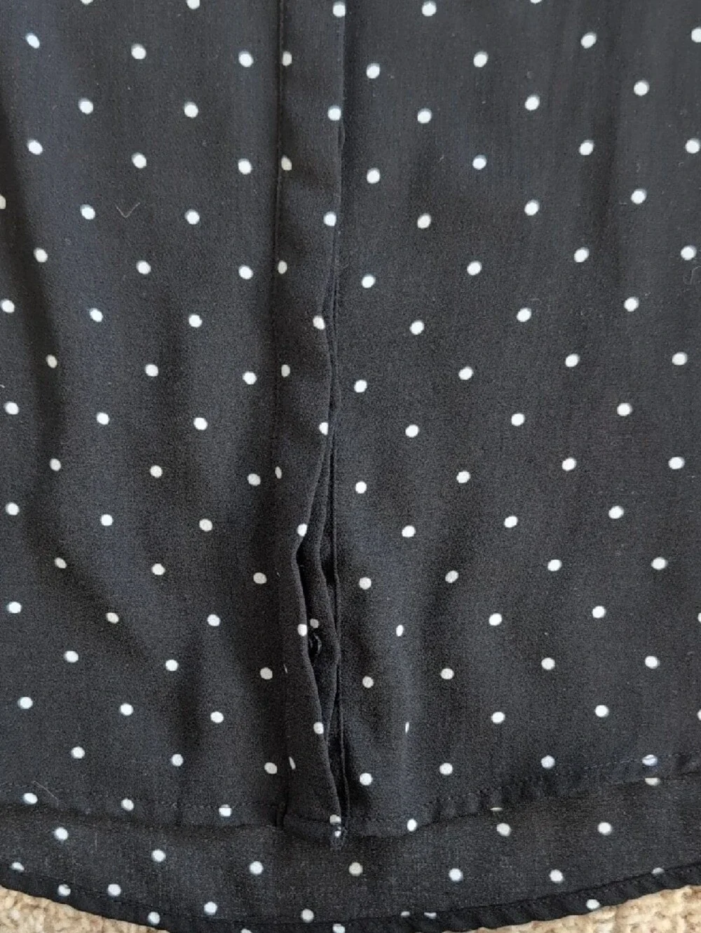 Zara Black Polka Dot V-Neck Puff Sleeve Top Sz M